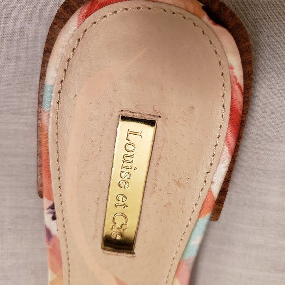 Louise et Cie Aydia Red Pink Abstract Print Flat Slide Sandals Shoes 7 M 37.5 - Picture 8 of 9
